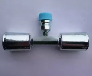 Фитинг врезной с заправочным портом R134а «сростка» под обжим сталь 1/2 G8 №8 #8 10мм 180° со стаканами