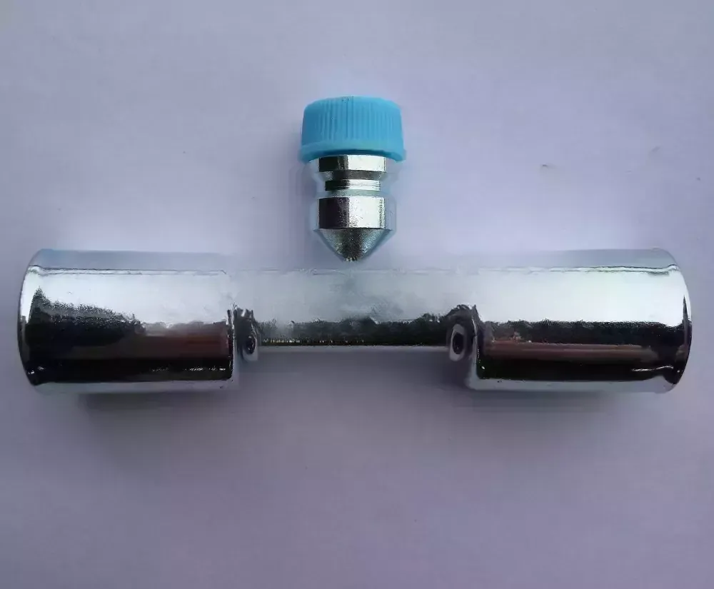Фитинг врезной с заправочным портом R134а «сростка» под обжим сталь 5/8 G10 №10 #10 13мм 180° со стаканами 21