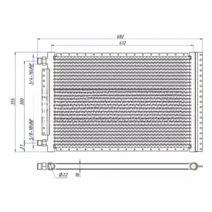 Радиатор кондиционера 14″х25″х18 мм тип D вход резьба 3/4″-16UNF выход резьба 5/8″-18UNF O-Ring 3