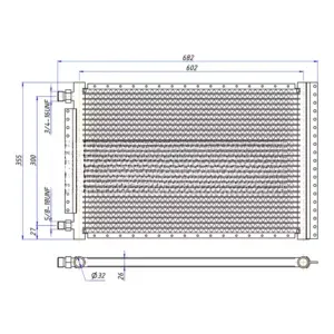 Радиатор кондиционера 14″х25″х26 мм тип D вход резьба 3/4″-16UNF выход резьба 5/8″-18UNF O-Ring 3