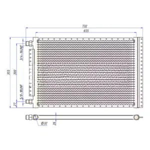 Радиатор кондиционера 14″х27″х26 мм тип D вход резьба 3/4″-16UNF выход резьба 5/8″-18UNF O-Ring 3
