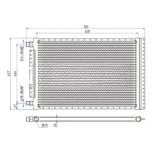 Радиатор кондиционера 18″х26″х20 мм тип D вход резьба 3/4″-16UNF выход резьба 5/8″-18UNF O-Ring 3